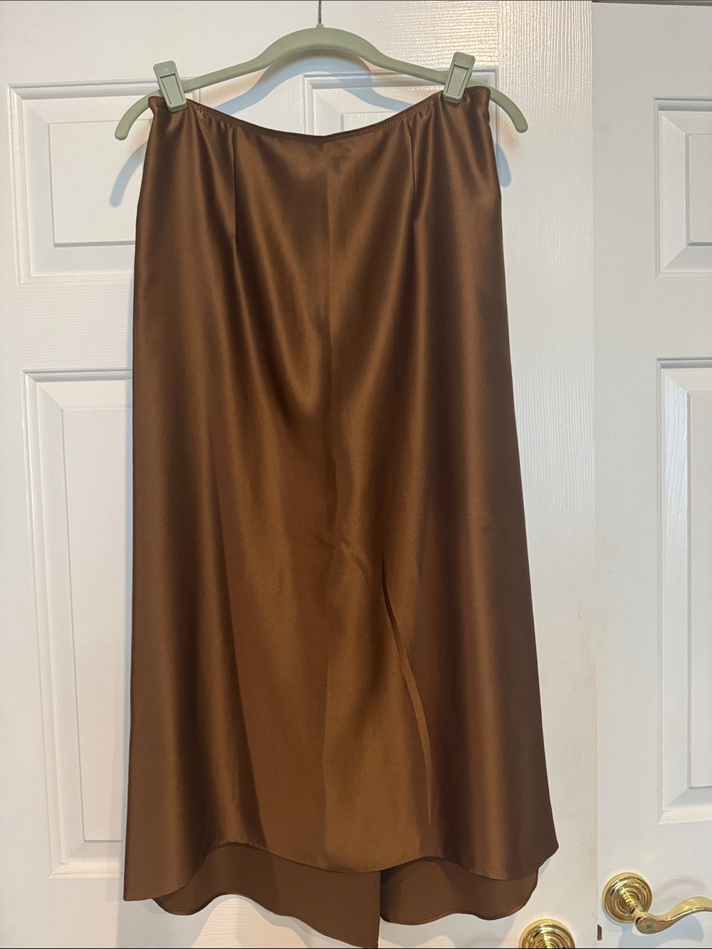 Vince size 6 Brown Satin silk A-Line Midi Skirt